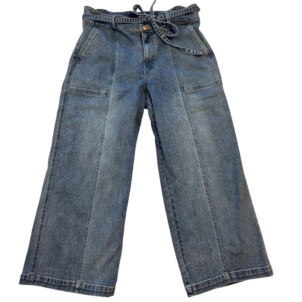 Hudson Jeans Womens Wide Leg Paperbag Waist Denim Blue High‎ Rise Size 14